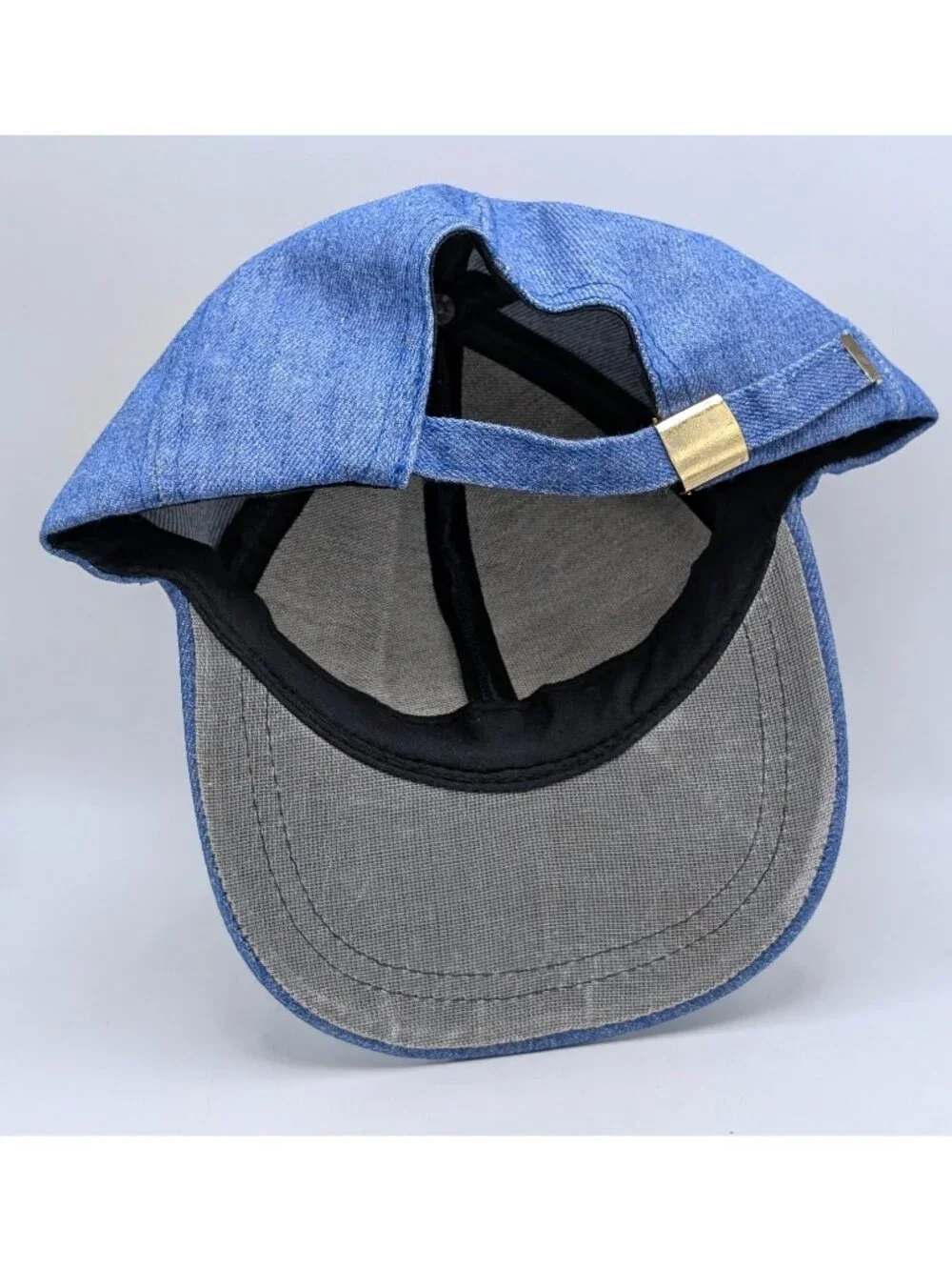 Retro Denim Blue Jean Strap Back Hat Street Wear 90s Y2K JNCO Style Vintage Cap